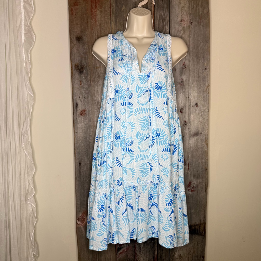 Hiho Tortula Calypso Tiered Batik Print Tunic Beach Dress Size Small